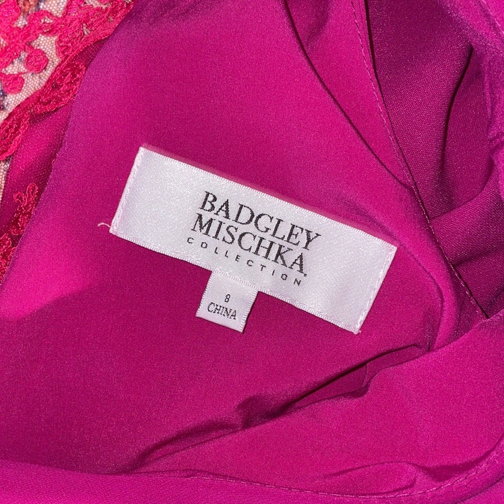 Badgley Mischka Collection Fuchsia Lace Cocktail Dress SZ 8 EUC - Picture 4 of 6